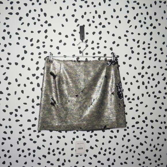Free People Metallic Camo Print Army Skinny Sequin Mini Skirt - Picture 3 of 9